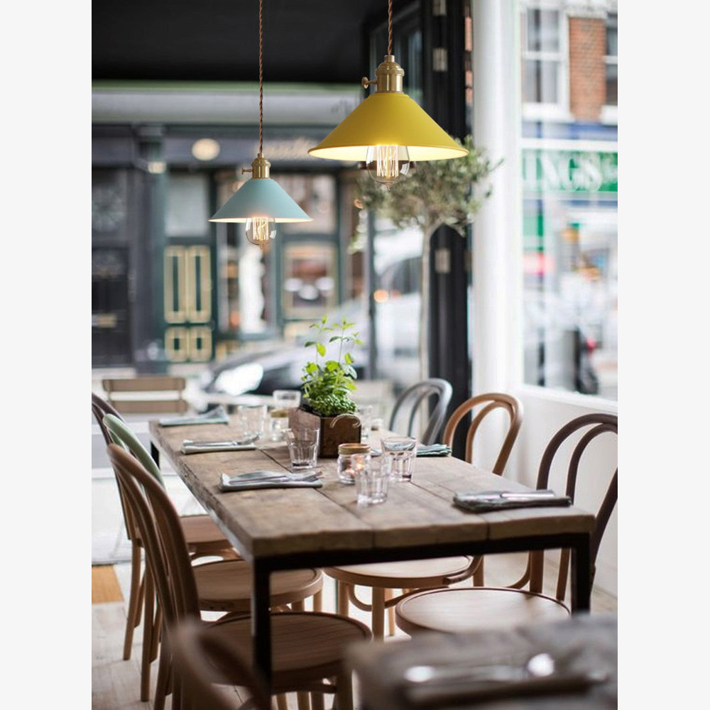 Modern Brass-Neck Cone Pendant Light - Vibrant Matte Industrial Pendant Lights