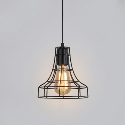 Modern Wire Cage Pendant Light - Geometric Industrial Exposed Bulb Pendant Lights