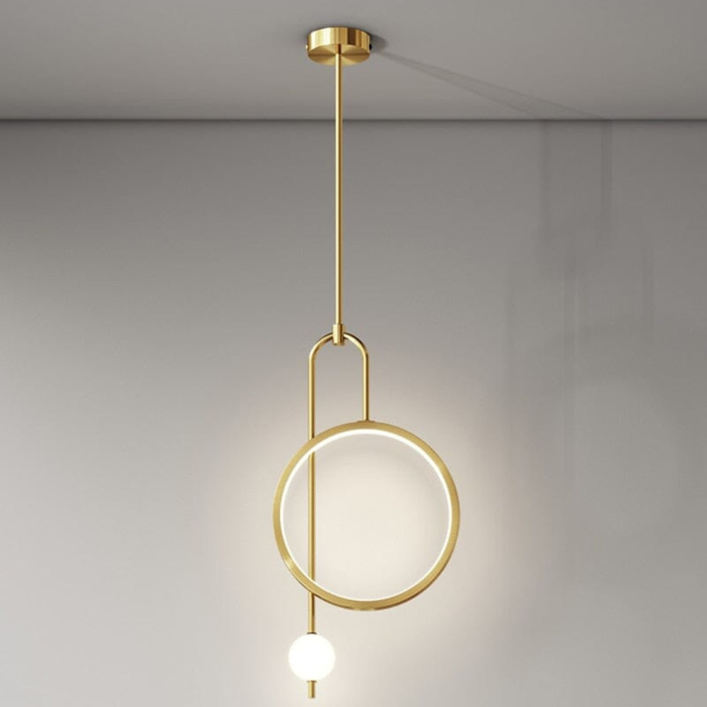 Asymmetric Ring and Globe Pendant Light - Modern Geometric Halo Design