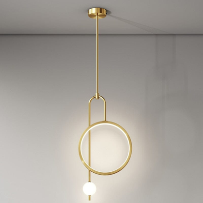 Asymmetric Ring and Globe Pendant Light - Modern Geometric Halo Design