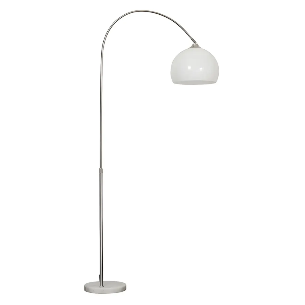 Adjustable Floor Lamp with Marble Base and Glass Dome - Mid Century Arc