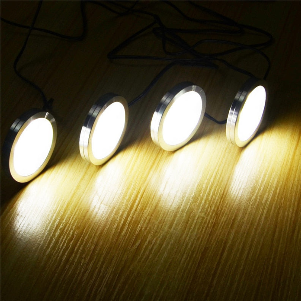 LED Puck Lights with Wireless Remote and Dimmer - 120 Degree Wide Beam