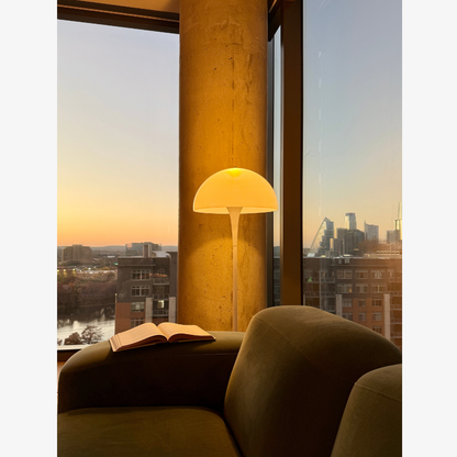 Modern Floor Lamp with Dome Shade and Trumpet Base - Scandinavian Style