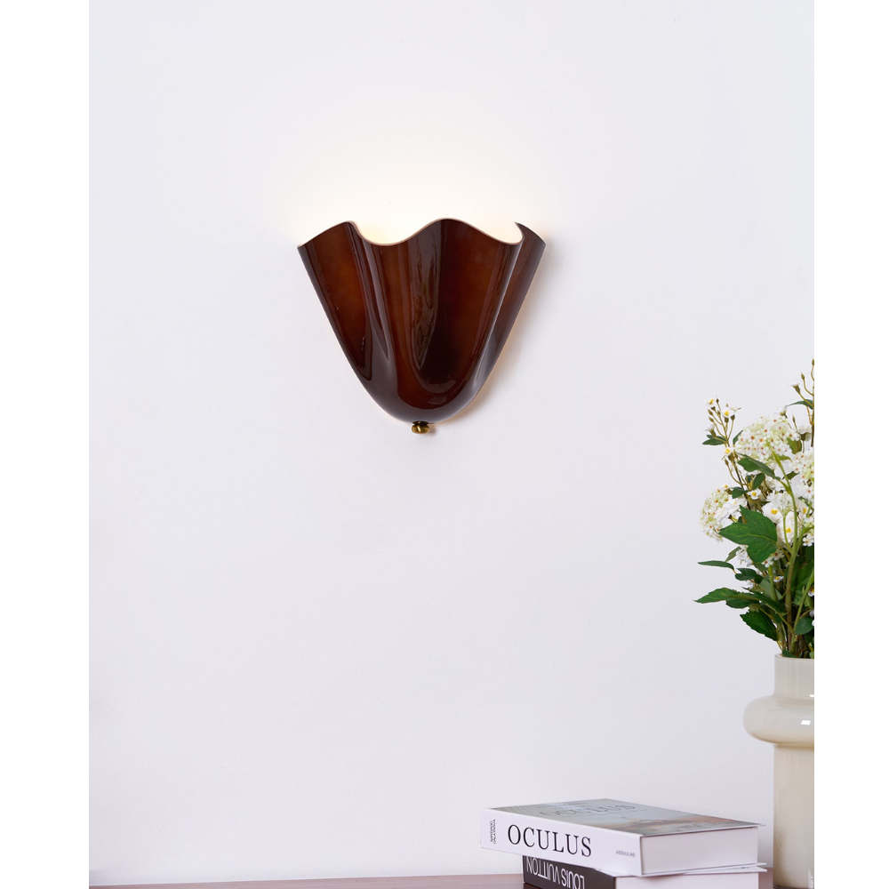 Modern Ruffled Glass Wall Sconce - Organic Blooming Flower Wall Lamp