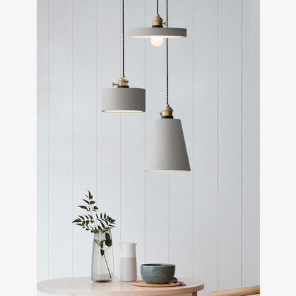 Modern Concrete Geometric Pendant Light - Industrial Cement Silhouette Hanging Lamp