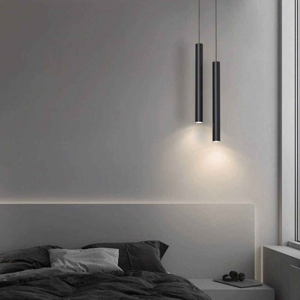 Minimalist LED Cylinder Pendant Light - Slim Vertical Tube Hanging Lamp