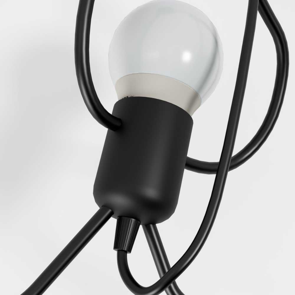 Pendant Light with Iron Figure Frame - Modern Mid Century Industrial