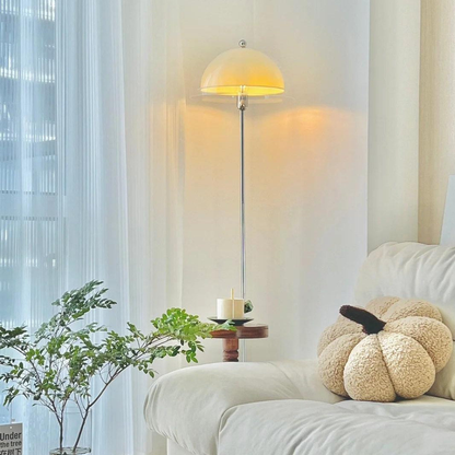 Floor Lamp with Double Layer Acrylic Dome Shade and Chrome Metal Post