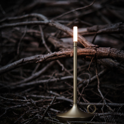 Rechargeable Battery Candlestick Desk Lamp – Brushed Aluminum Tapered Nightlight