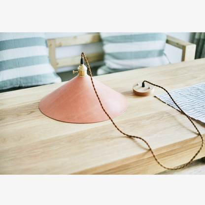 Modern Calf Leather Cone Pendant Light - Hand-Stitched Artisanal Hanging Lamp