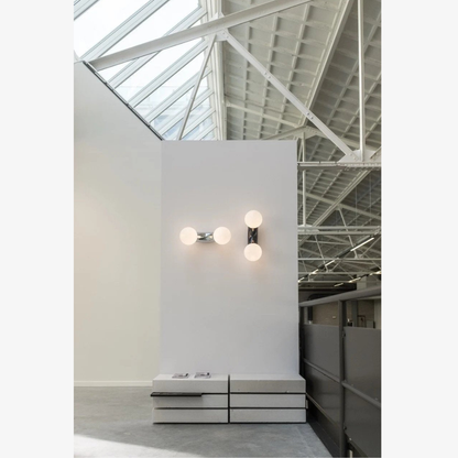 Modern Double Globe Arc Wall Sconce - Playful C-Shaped Orbital Light