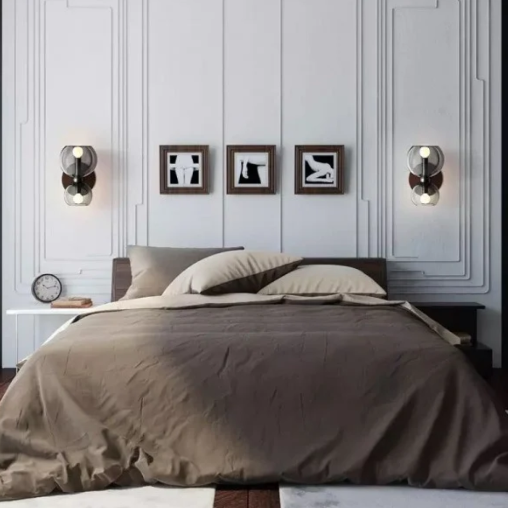 Modern Hourglass Glass Wall Sconce - Dual-Globe Geometric Wall Light