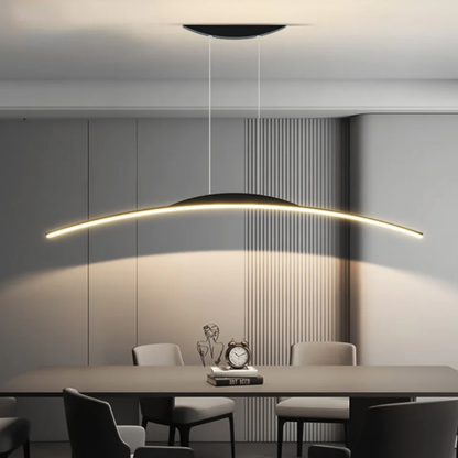 Linear Arch Pendant Light with Minimalist Curve - Contemporary Industrial