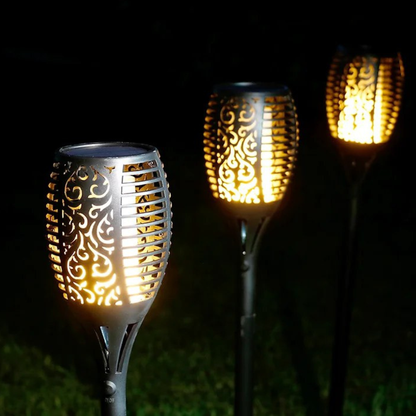 Solar Powered Flickering Flame Outdoor Garden Torch Path Lighting Stakes