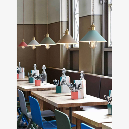 Modern Brass-Neck Cone Pendant Light - Vibrant Matte Industrial Pendant Lights