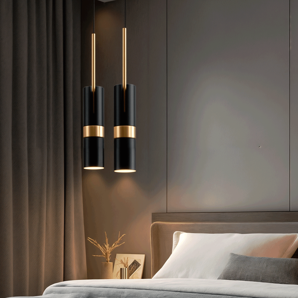 Adjustable Directional Hanging Lamp with Metallic Band - Modern Minimalist