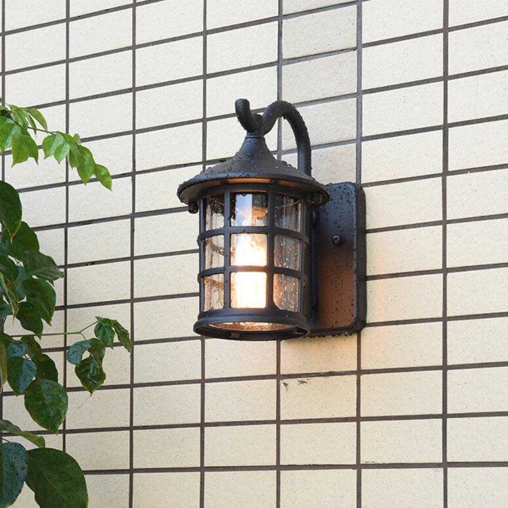 Led porch lantern with Classic European Silhouette and Black or Bronze Finish - Contemporary Sconce