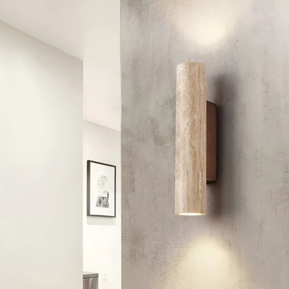 Modern Travertine Stone Wall Sconce - Wabi-Sabi Dual-Directional Wall Light