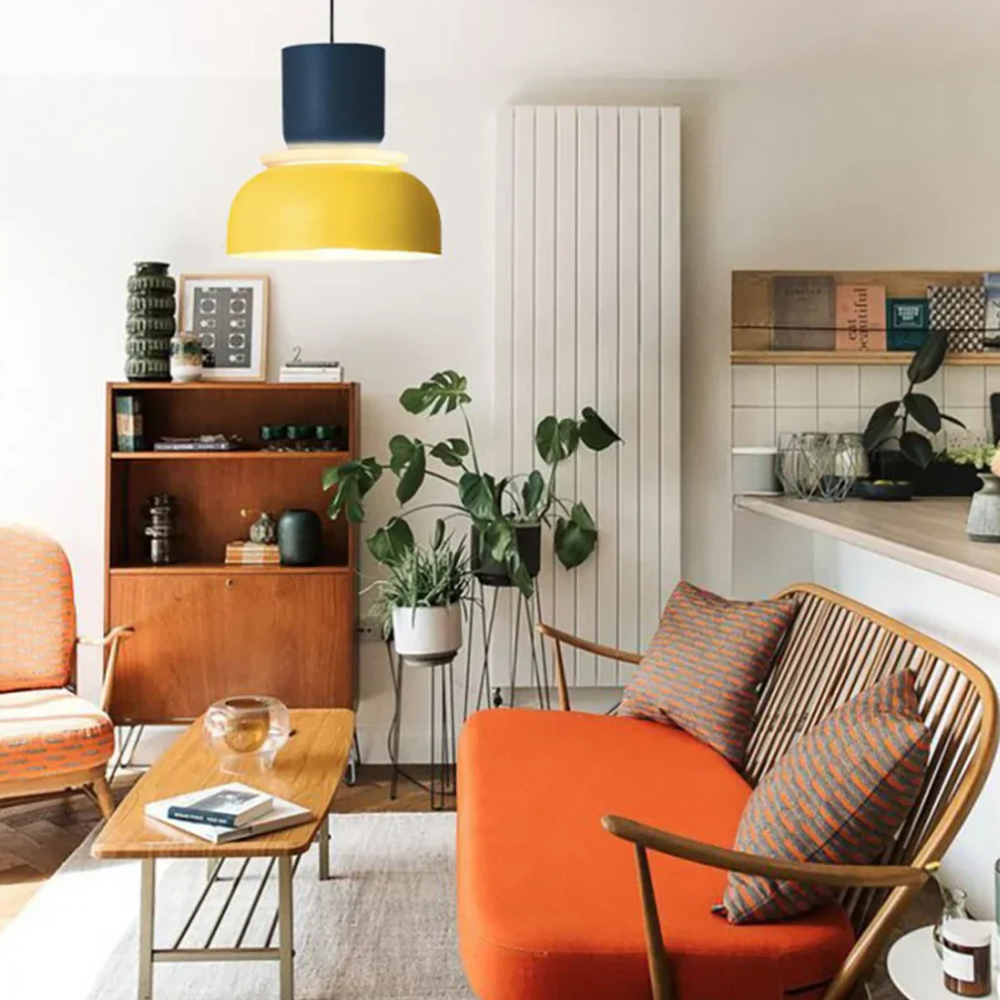 Stacked Bowl Hanging Lamp with Matte Finish - Nordic Geometric Style
