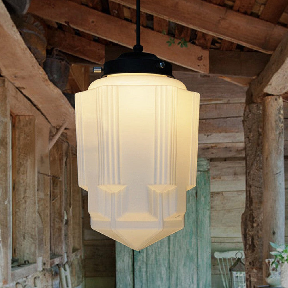 Architectural Frosted Glass Pendant Series — Minimalist Matte White Sconce