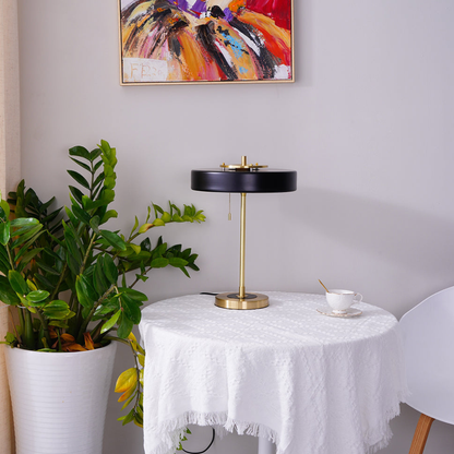 Spun Metal Table Lamp with Pull Chain and Acrylic Diffuser - Industrial