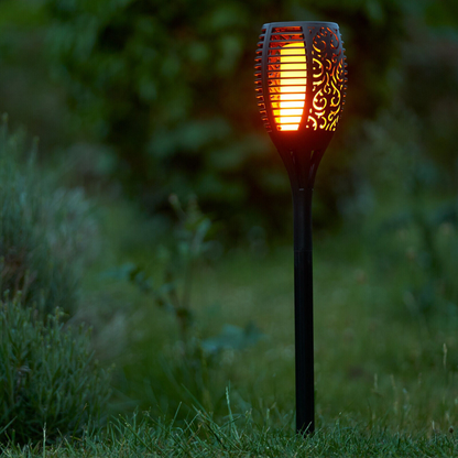 Solar Powered Flickering Flame Outdoor Garden Torch Path Lighting Stakes