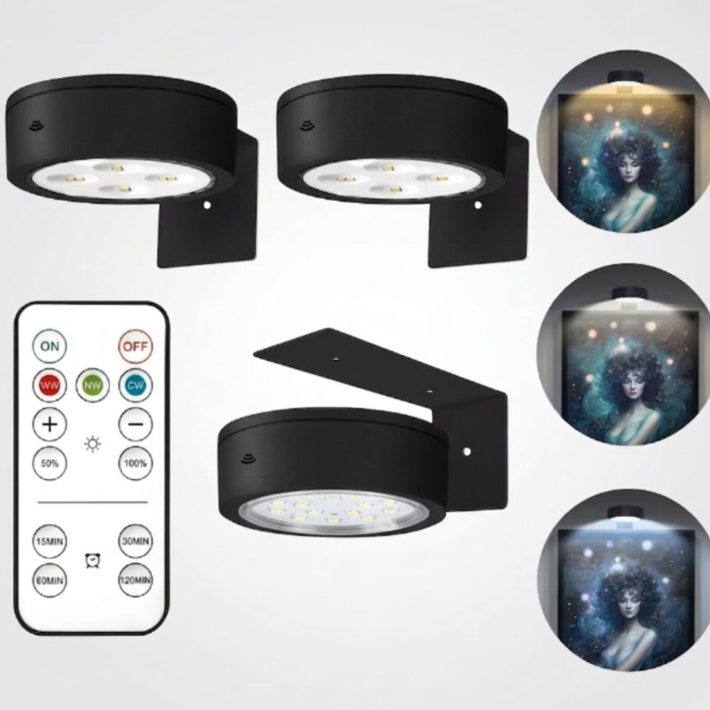 Rechargeable Magnetic Picture Light with Remote - Tool-Free Gallery Spotlight