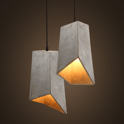 Modern Asymmetric Concrete Pendant Light - Geometric Industrial Hanging Lamp