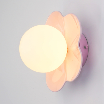 Wall Sconce with Flower Petal Metal Base - Modern Danish Pastel