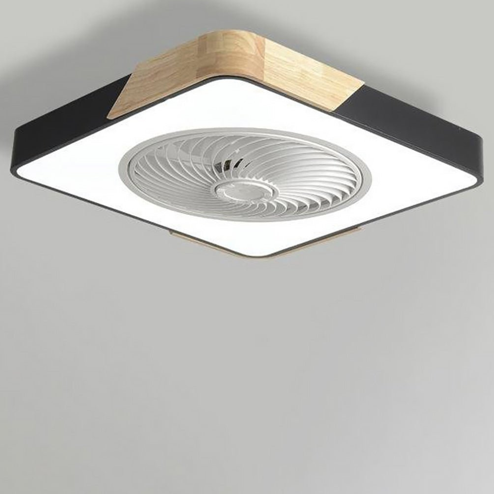 Flush Mount Ceiling Fan with Light and Wood Accents - Scandinavian Style