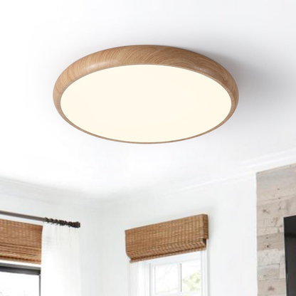 Flush Mount LED Ceiling Light with Wood-Inspired Acrylic Frame - Scandinavian Style