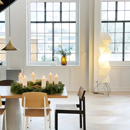 led floor lamp with Origami Rice Paper Shade - Japandi Sculptural Style