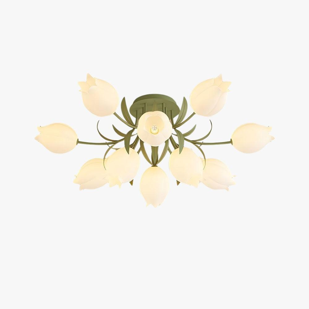 Multi Head Floral Ceiling Fixture with Acrylic Shades - Modern Farmhouse