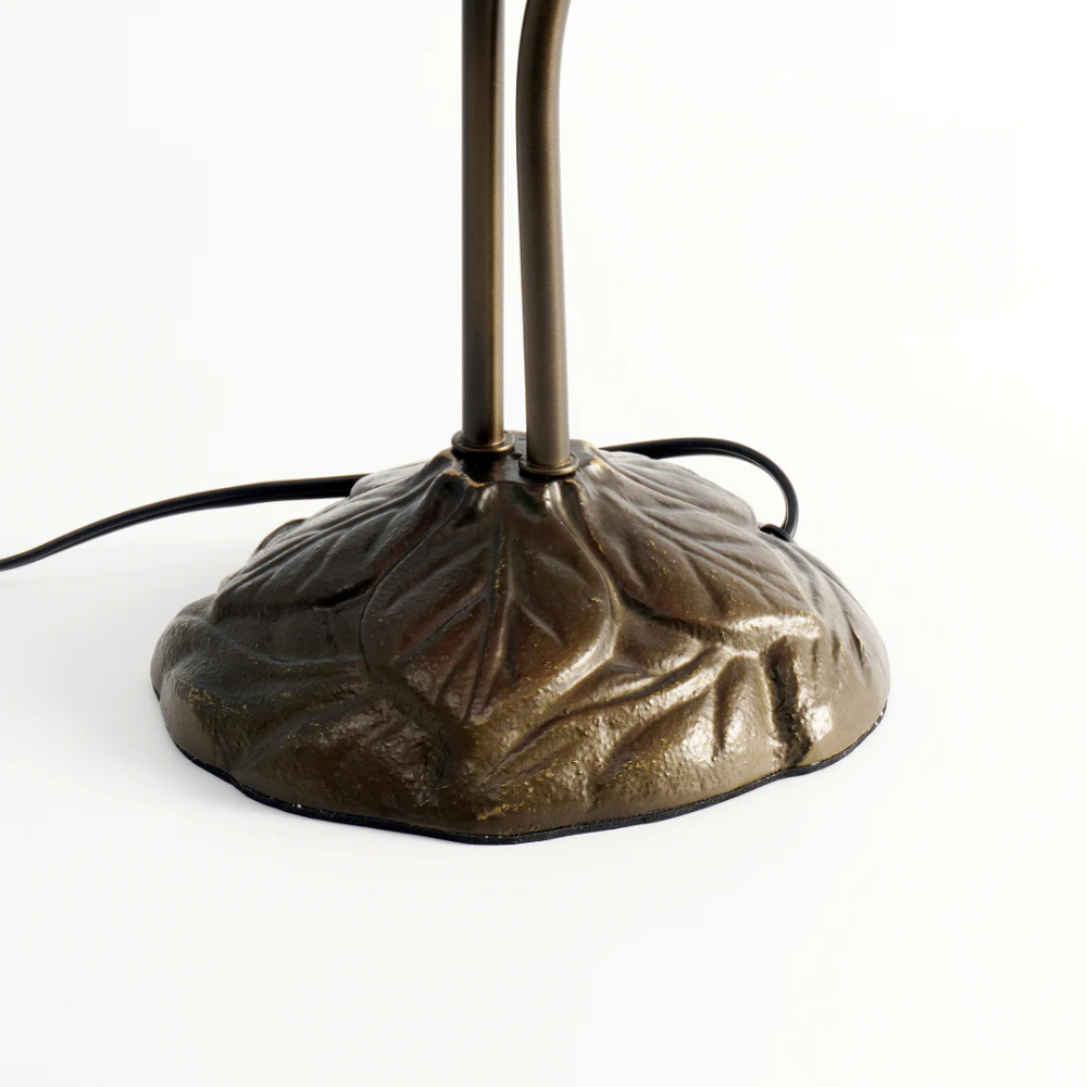 Table Lamp with Flower Glass Shades - Vintage Stained Glass Floral
