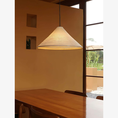 Japanese Washi Paper Pyramid Pendant Light - Japandi Style Decor