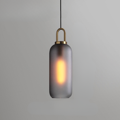 Globe and Capsule Glass Pendant Light with Brass Arch - Modern Style