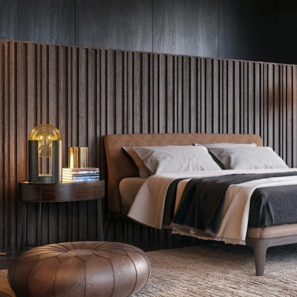 Post-Modern Amber Glass Table Lamp - Matte Black Cylinder Dome Light