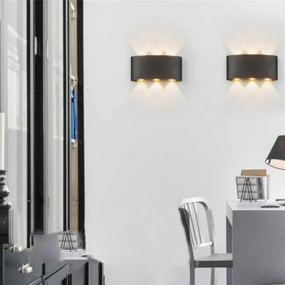 Modern Indoor - Outdoor Multi-Beam Up and Down Wall Sconce – Scalloped Fan Light Effect