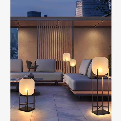 Floor Lamp with Integrated LED Weather Resistant Base and Remote Control Dimming