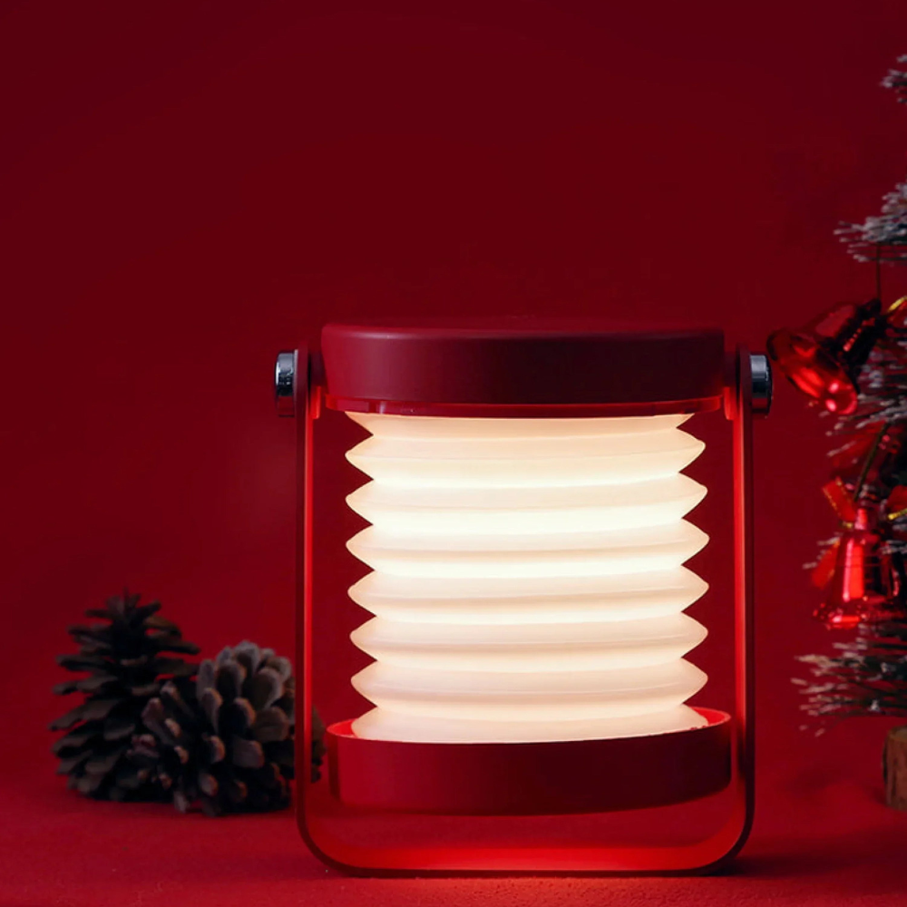 Folding LED Night Light Lantern - USB Rechargeable Timber Accents Lamp
