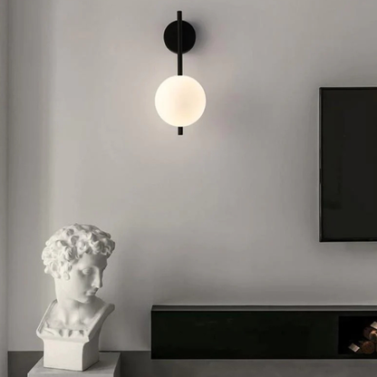 Linear Glass Globe Wall Sconce with Frosted Orb - Modern Nordic Style
