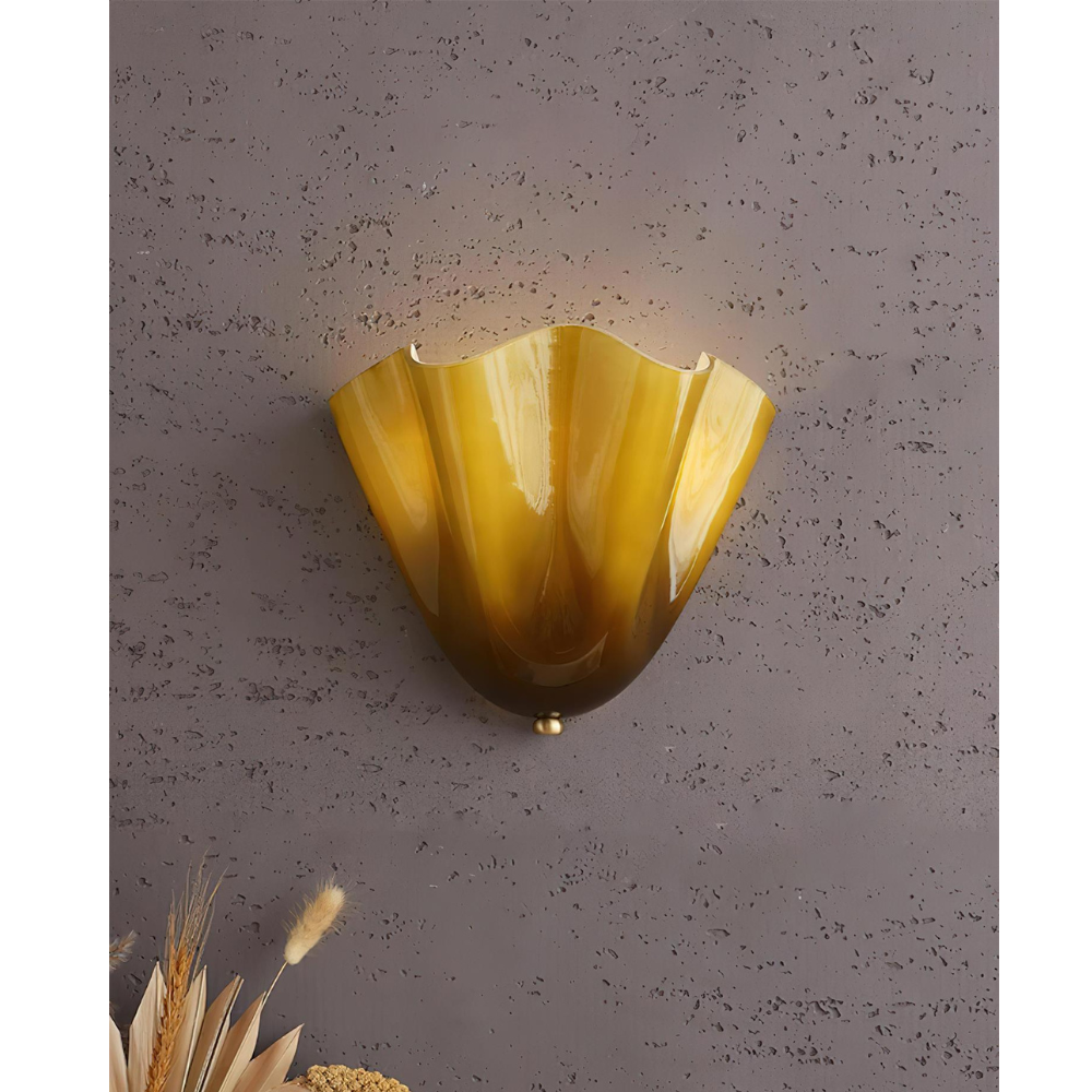Modern Ruffled Glass Wall Sconce - Organic Blooming Flower Wall Lamp