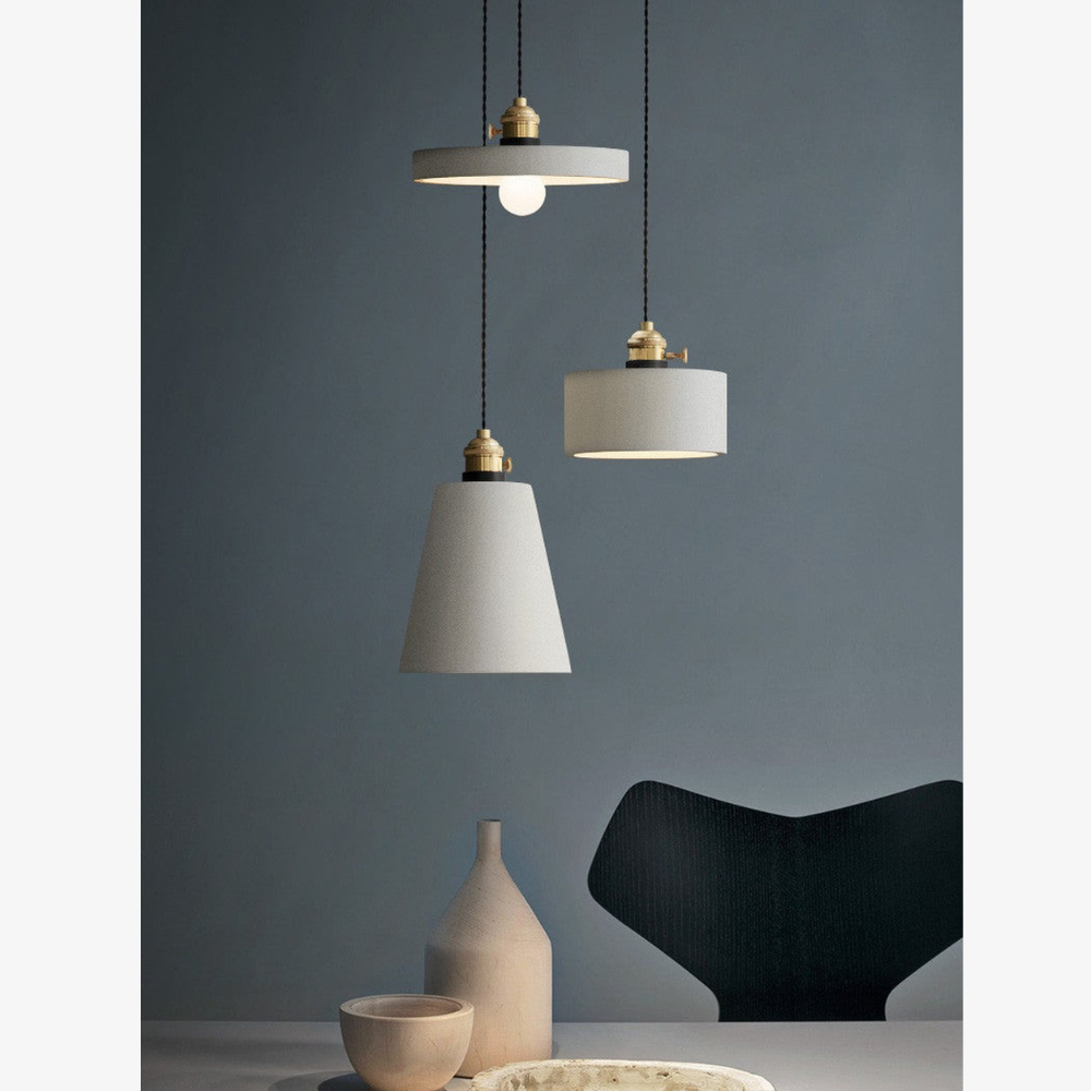 Modern Concrete Geometric Pendant Light - Industrial Cement Silhouette Hanging Lamp