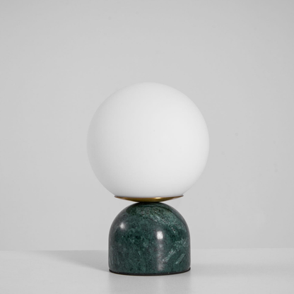 Mid-Century Modern Marble Table Lamp - Round Glass Globe Bedside Light