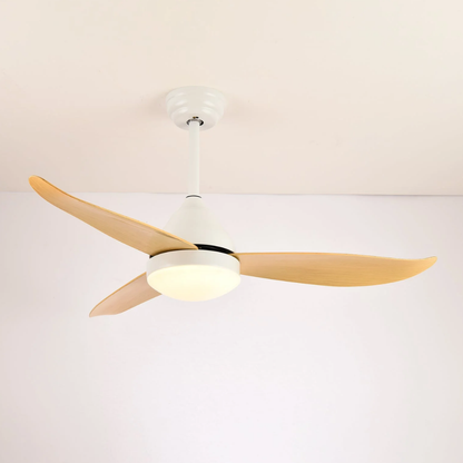 Ceiling Fan with Light and 3 Aerodynamic ABS Blades - Mid Century Modern