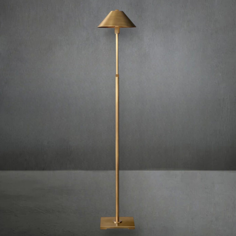 Adjustable floor lamp with Metal Slope Shade and Knurled Detailing - Architectural