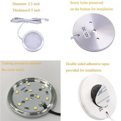LED Puck Lights with Wireless Remote and Dimmer - 120 Degree Wide Beam