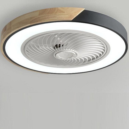 Flush Mount Ceiling Fan with Light and Wood Accents - Scandinavian Style