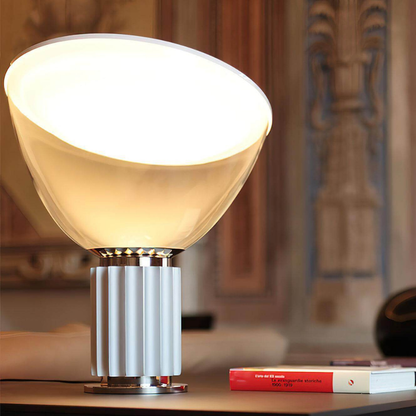 Glass Bowl Table Lamp with Aluminum Reflector - Mid Century Art Deco