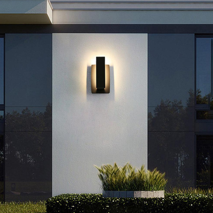 Permanent Outdoor House Lights with Layered Architectural Profile - Modern Sconce